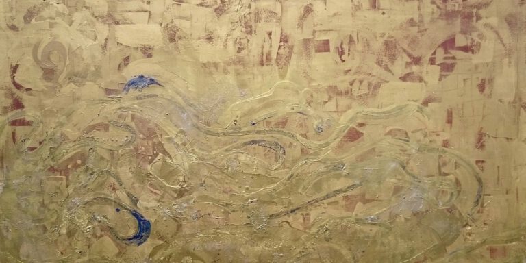 Detail of Now & Never, gold painting by Sarah Edgehill