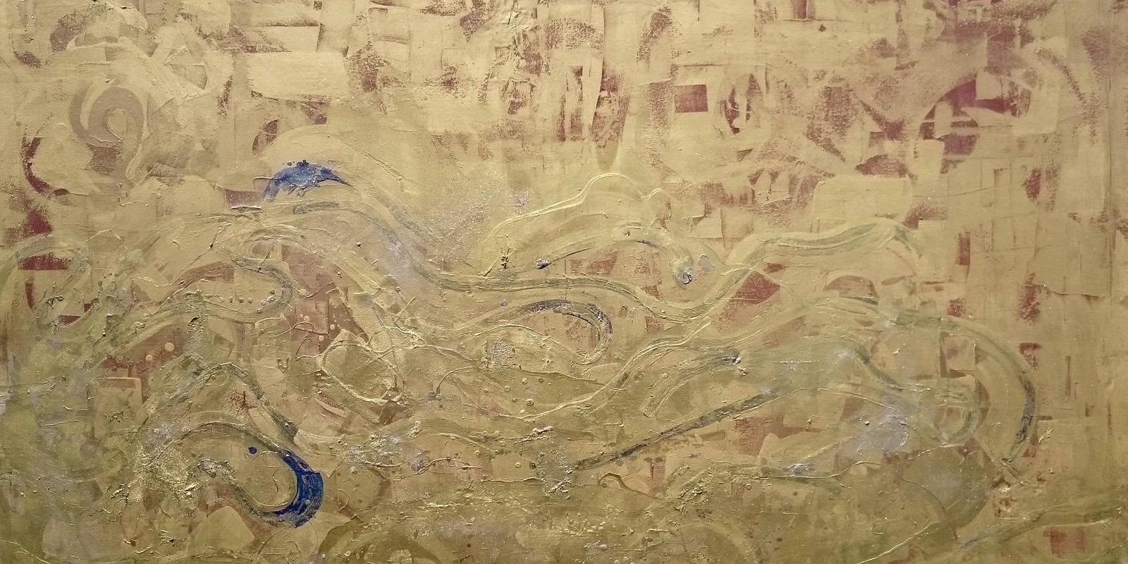 Detail of Now & Never, gold painting by Sarah Edgehill